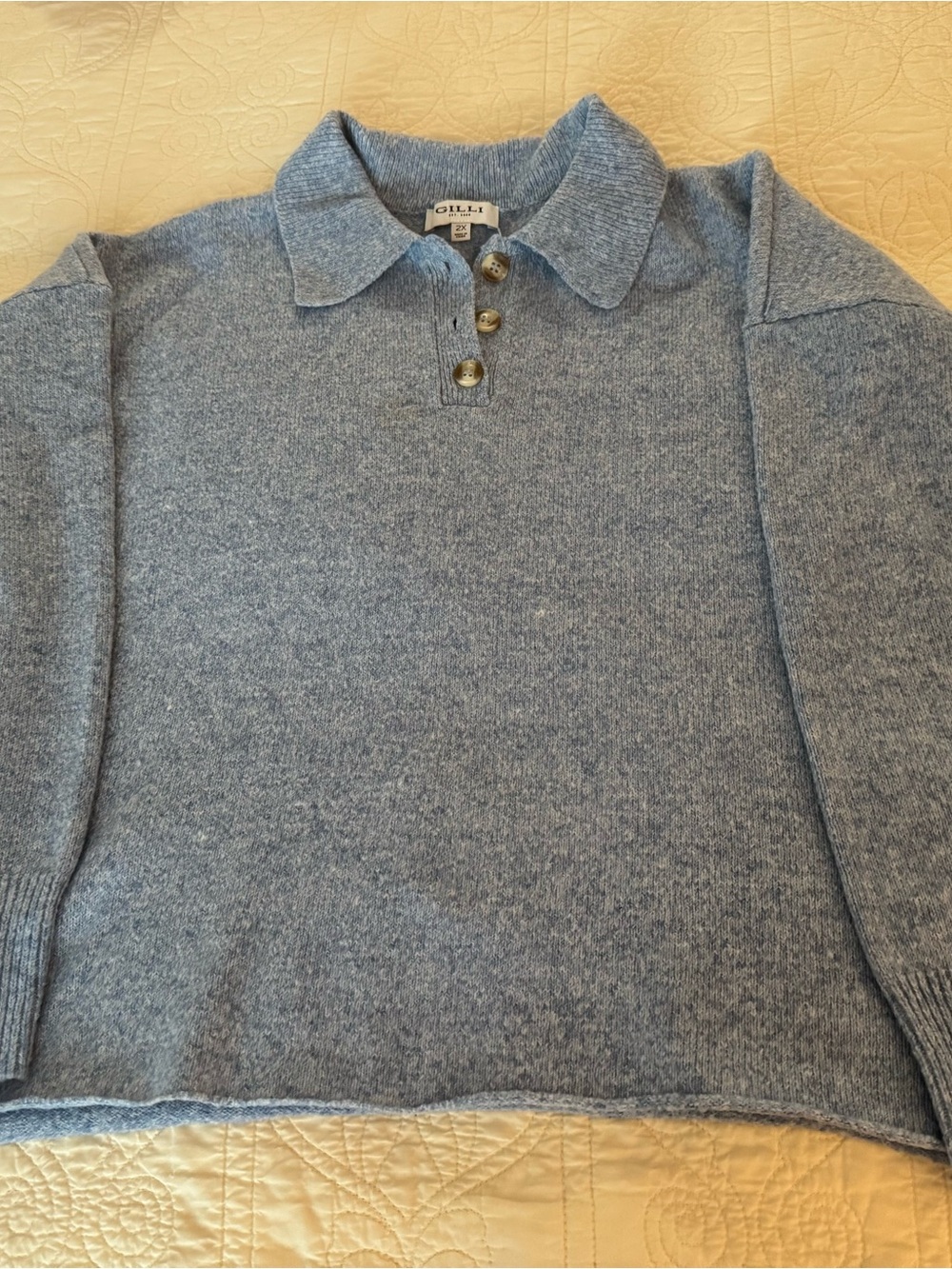 Powder Blue Gilli Acyrlic Polo Collared  Sweater Size 2X